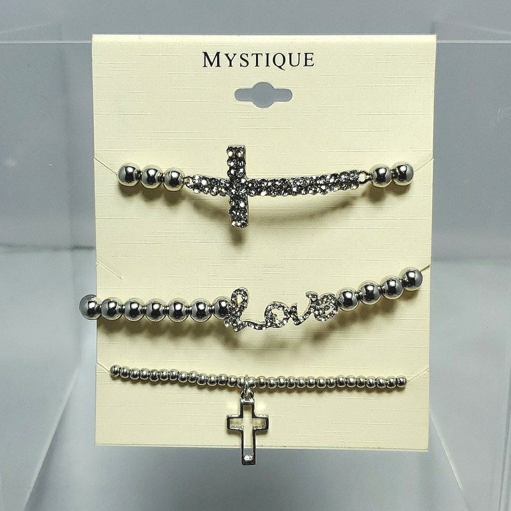 2 for $15 Mystique 3 stretch silver bracelets